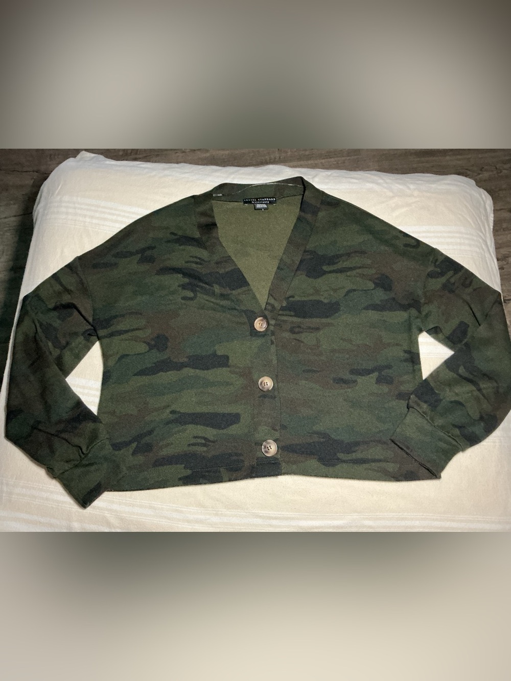 Sanctuary Green Camo Button-Up Cardigan